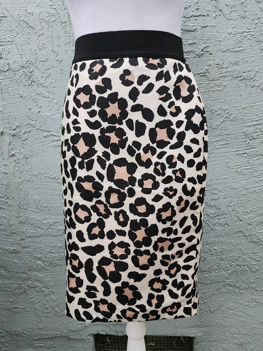 Ann Taylor Leopard Print Pencil Skirt Stretch Waist Size 6